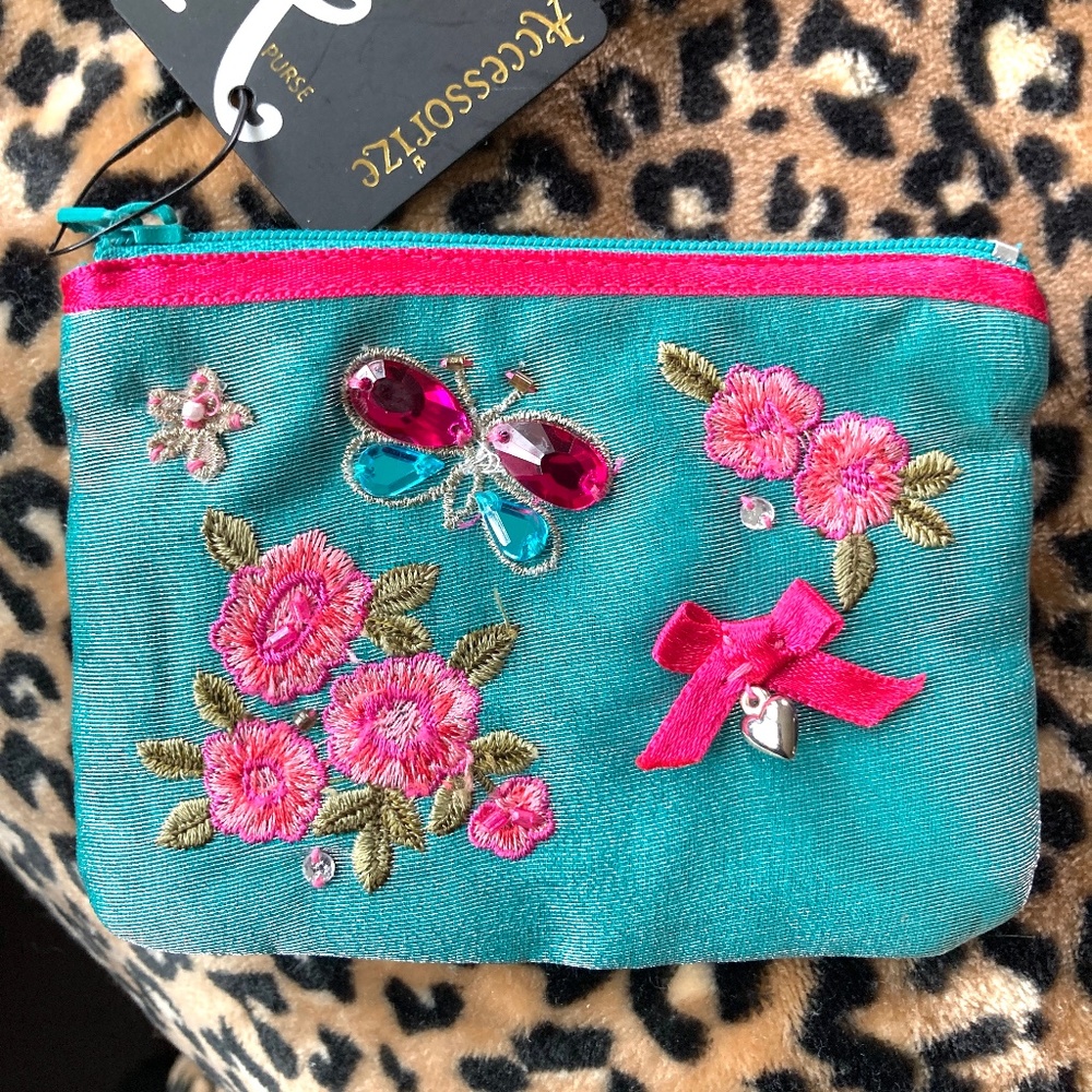 Accessorize A Purse Embroidered, Jeweled Coin Purse